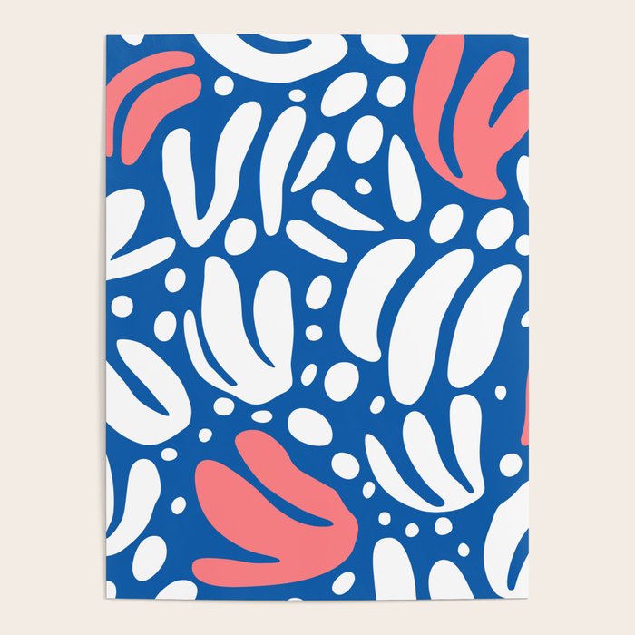 Abstract blue nature leaf shape art pattern Poster Gallery Image 4