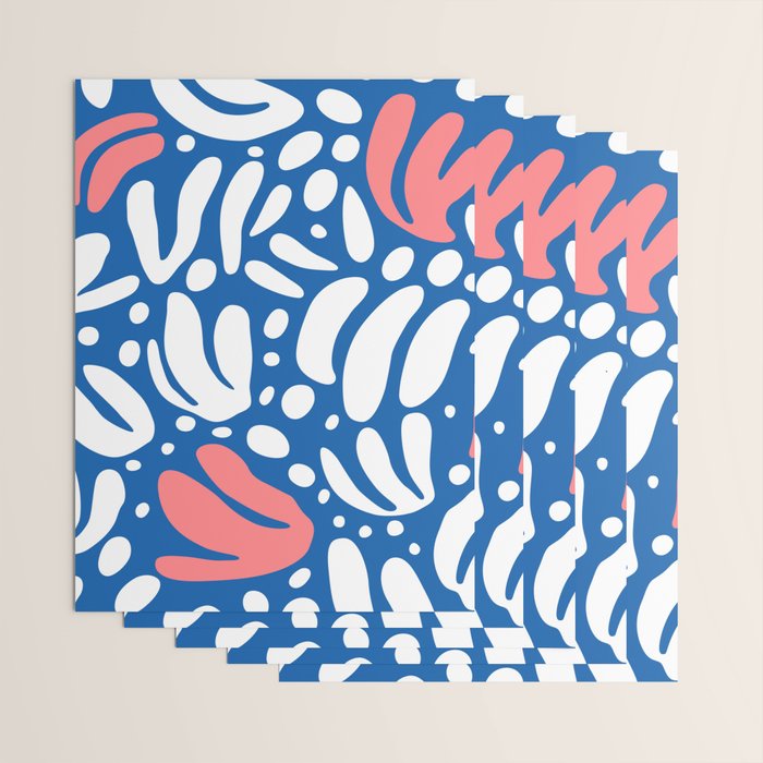Abstract blue nature leaf shape art pattern Wrapping Paper Gallery Image 3