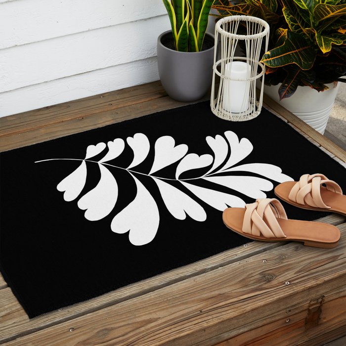 Love Palm Branch In Black  Outdoor Rug Gallery Image 2