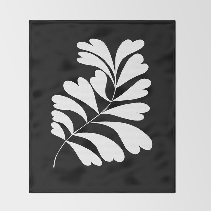 Love Palm Branch In Black  Throw Blanket Gallery Image 2