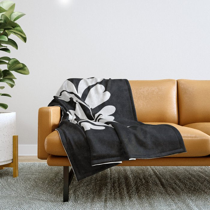 Love Palm Branch In Black  Throw Blanket Gallery Image 1