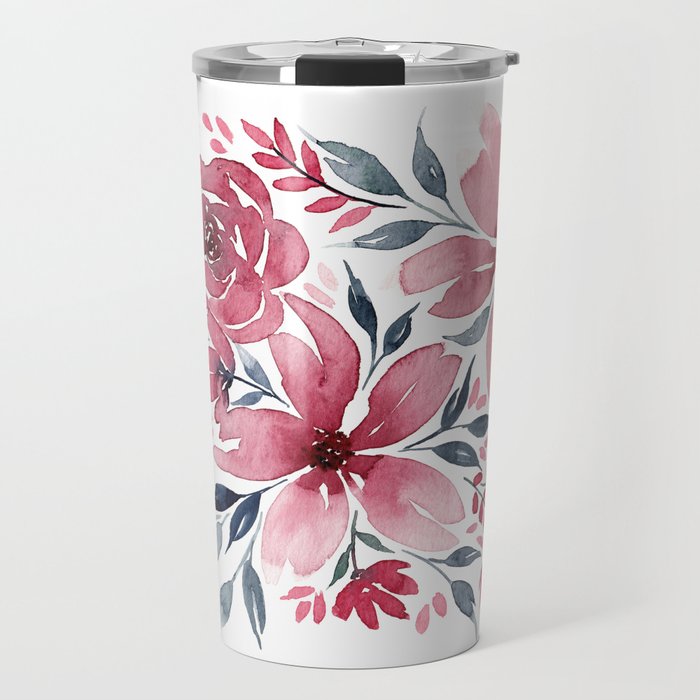 Modern Watercolor Florals No. 2 Travel Mug Gallery Image 1