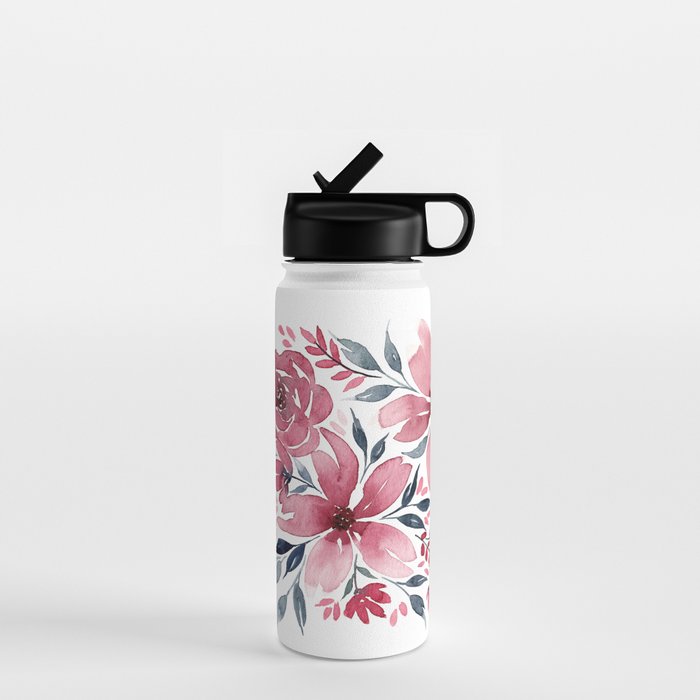 Modern Watercolor Florals No. 2 Water Bottle Gallery Image 1