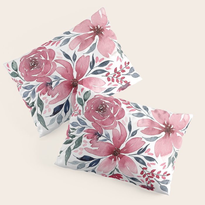 Modern Watercolor Florals No. 2 Pillow Sham Gallery Image 3