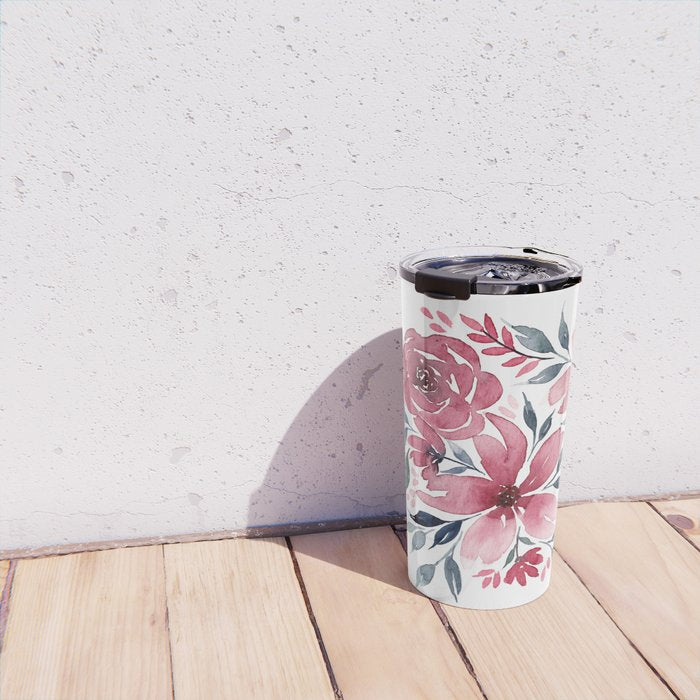 Modern Watercolor Florals No. 2 Travel Mug Gallery Image 4