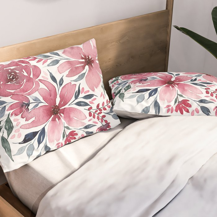Modern Watercolor Florals No. 2 Pillow Sham Gallery Image 2
