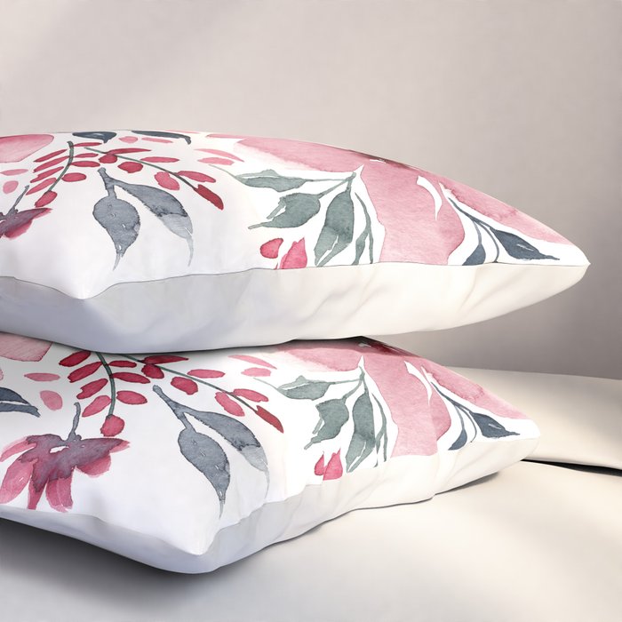 Modern Watercolor Florals No. 2 Pillow Sham Gallery Image 3