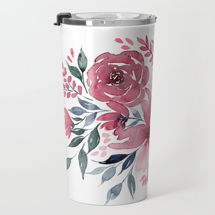 Modern Watercolor Florals No. 2 Travel Mug Gallery Image 3