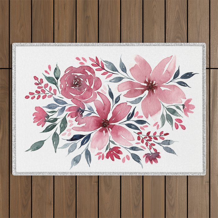 Modern Watercolor Florals No. 2 Outdoor Rug Gallery Image 1