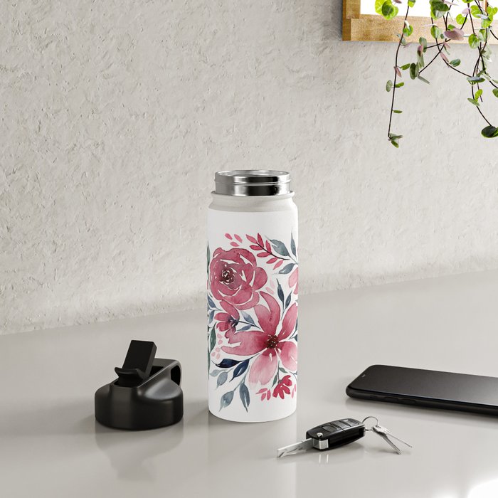Modern Watercolor Florals No. 2 Water Bottle Gallery Image 4