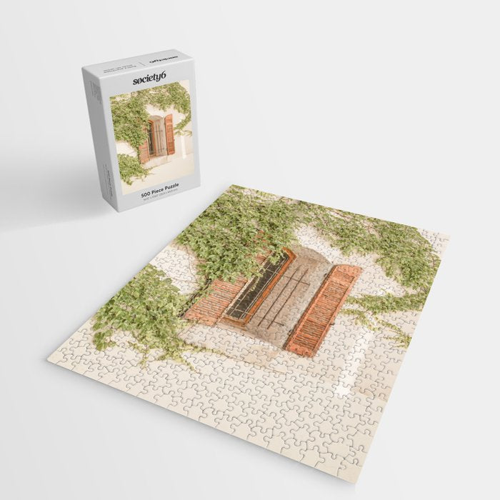 French Window Shutters Photo | Botanical Summer Art Print from Lyon | France Travel Photography Jigsaw Puzzle Gallery Image 2