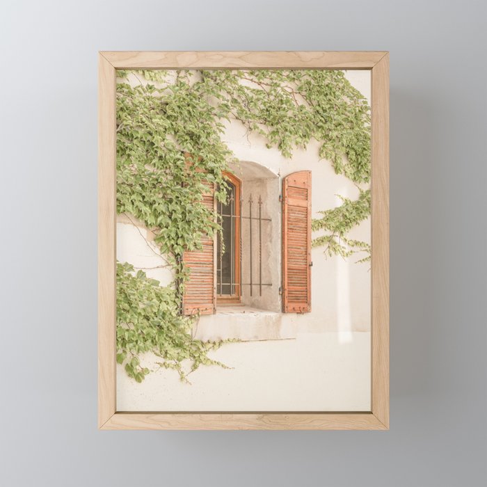 French Window Shutters Photo | Botanical Summer Art Print from Lyon | France Travel Photography Mini Art Print Gallery Image 1