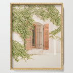 French Window Shutters Photo | Botanical Summer Art Print from Lyon | France Travel Photography Serving Tray Gallery Image 1