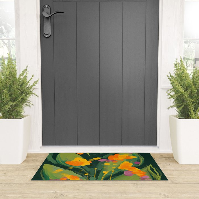Abstract Floral Evening Welcome Mat Gallery Image 3