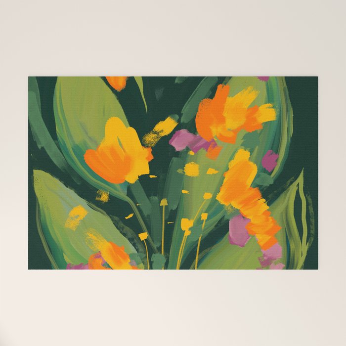 Abstract Floral Evening Welcome Mat Gallery Image 1