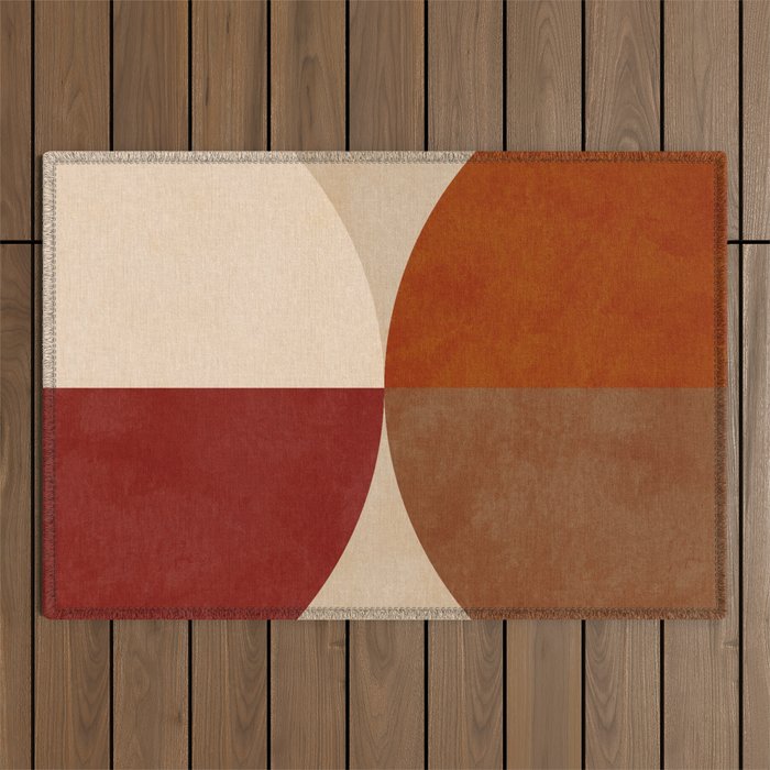 abstract retro shapes earthy 10 Outdoor Rug Gallery Image 1