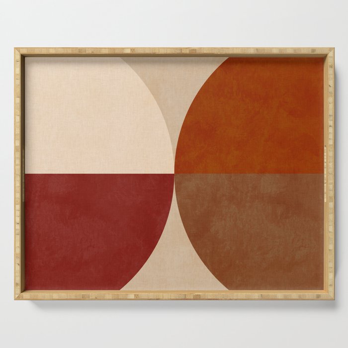 abstract retro shapes earthy 10 Serving Tray Gallery Image 1
