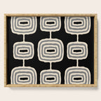 Mid Century Modern Atomic Rings Pattern 234 Decor Black Beige and Gray Serving Tray Gallery Image 1