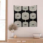 Mid Century Modern Atomic Rings Pattern 234 Decor Black Beige and Gray Wall Tapestry Gallery Image 2