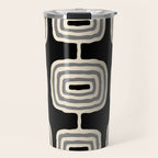 Mid Century Modern Atomic Rings Pattern 234 Decor Black Beige and Gray Travel Mug Gallery Image 1