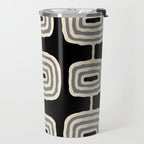 Mid Century Modern Atomic Rings Pattern 234 Decor Black Beige and Gray Travel Mug Gallery Image 2