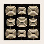 Mid Century Modern Atomic Rings Pattern 234 Decor Black Beige and Gray Wood Wall Art Gallery Image 1
