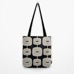 Mid Century Modern Atomic Rings Pattern 234 Decor Black Beige and Gray Tote Bag Gallery Image 2