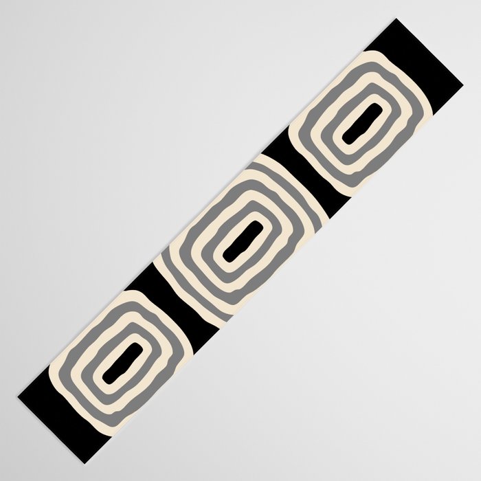 Mid Century Modern Atomic Rings Pattern 234 Decor Black Beige and Gray Table Runner Gallery Image 3