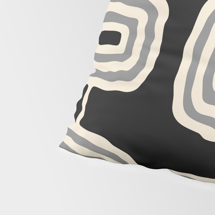 Mid Century Modern Atomic Rings Pattern 234 Decor Black Beige and Gray Pillow Sham Gallery Image 4