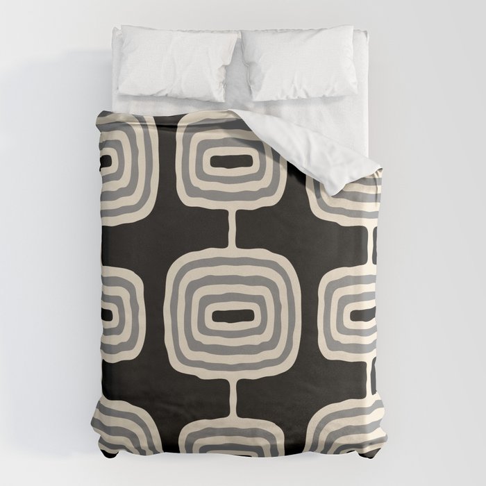 Mid Century Modern Atomic Rings Pattern 234 Decor Black Beige and Gray Duvet Cover Gallery Image 6