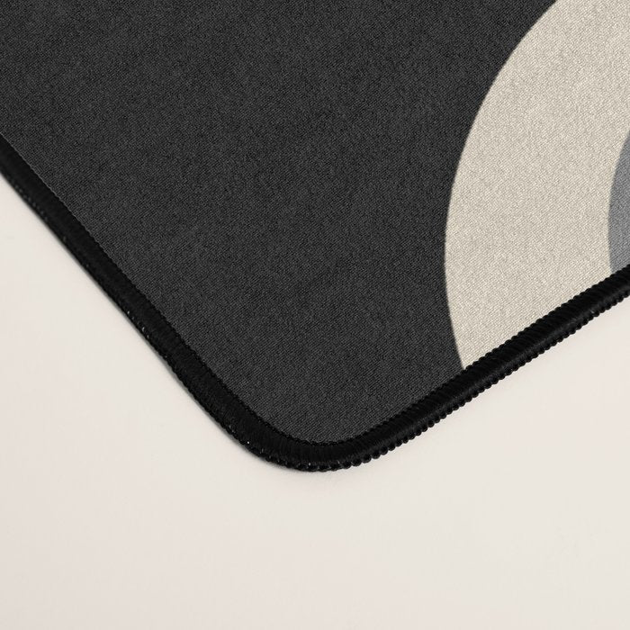 Mid Century Modern Atomic Rings Pattern 234 Decor Black Beige and Gray Desk Mat Gallery Image 4