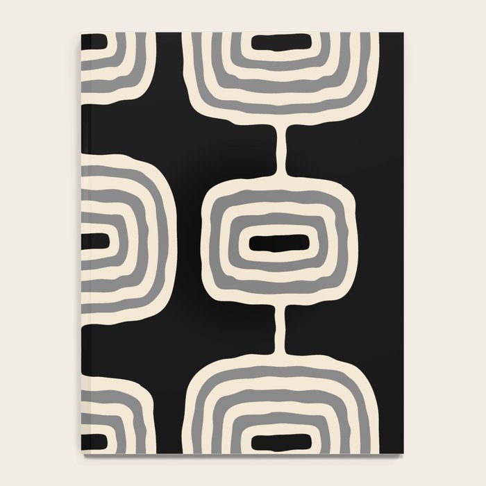 Mid Century Modern Atomic Rings Pattern 234 Decor Black Beige and Gray Notebook Gallery Image 4