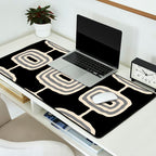 Mid Century Modern Atomic Rings Pattern 234 Decor Black Beige and Gray Desk Mat Gallery Image 2
