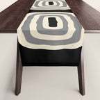 Mid Century Modern Atomic Rings Pattern 234 Decor Black Beige and Gray Table Runner Gallery Image 1