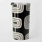 Mid Century Modern Atomic Rings Pattern 234 Decor Black Beige and Gray Travel Mug Gallery Image 3