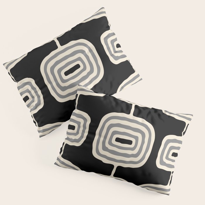 Mid Century Modern Atomic Rings Pattern 234 Decor Black Beige and Gray Pillow Sham Gallery Image 3