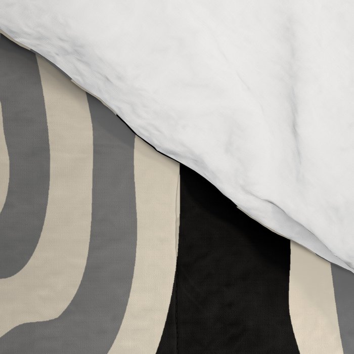 Mid Century Modern Atomic Rings Pattern 234 Decor Black Beige and Gray Comforter Gallery Image 4