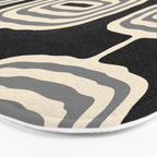 Mid Century Modern Atomic Rings Pattern 234 Decor Black Beige and Gray Bath Mat Gallery Image 3