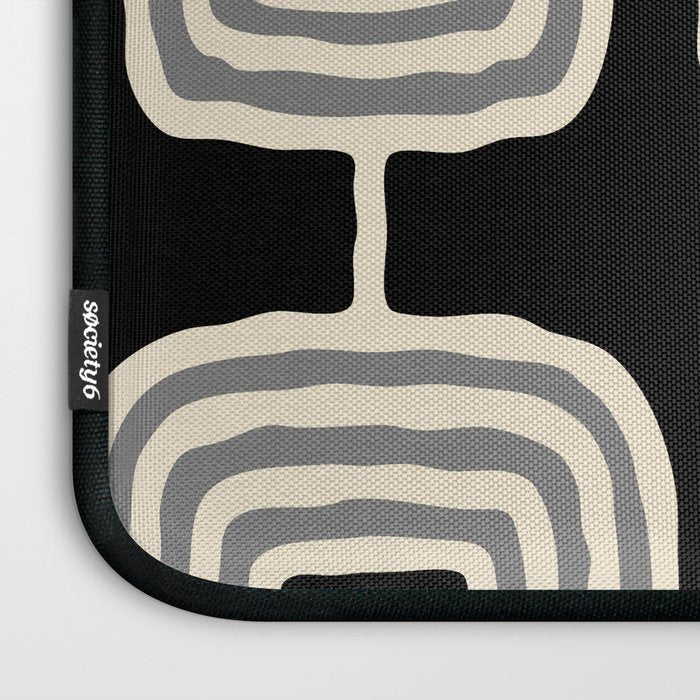 Mid Century Modern Atomic Rings Pattern 234 Decor Black Beige and Gray Laptop Sleeve Gallery Image 3