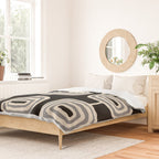 Mid Century Modern Atomic Rings Pattern 234 Decor Black Beige and Gray Duvet Cover Gallery Image 2