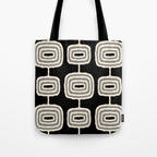 Mid Century Modern Atomic Rings Pattern 234 Decor Black Beige and Gray Tote Bag Gallery Image 1