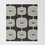Mid Century Modern Atomic Rings Pattern 234 Decor Black Beige and Gray Throw Blanket Gallery Image 2