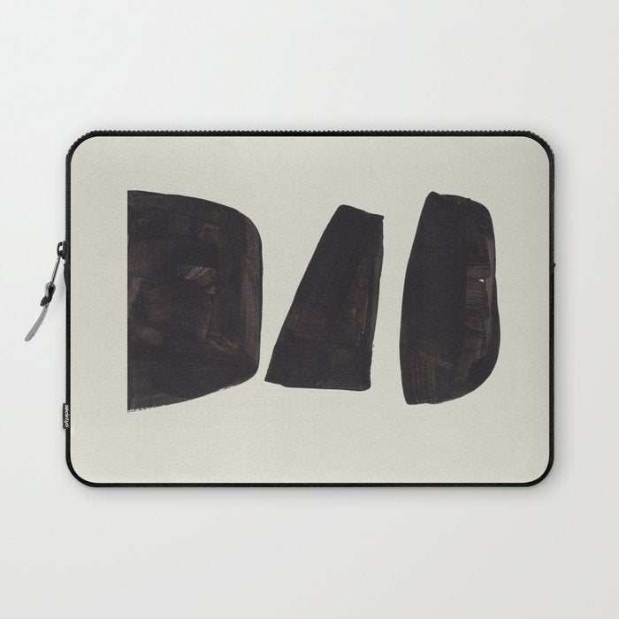 Black & White Minimalist Abstract Shapes Patterns Black Ink Painting Laptop Sleeve Gallery Image 1