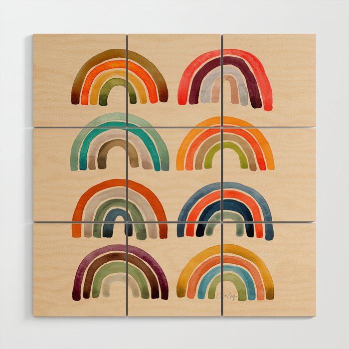 Rainbow Watercolor - Retro Palette Wood Wall Art Gallery Image 1