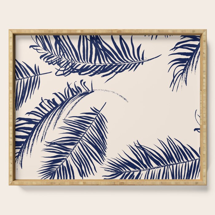Blue Palm Leaves x Dry Brush Serving Tray Gallery Image 1