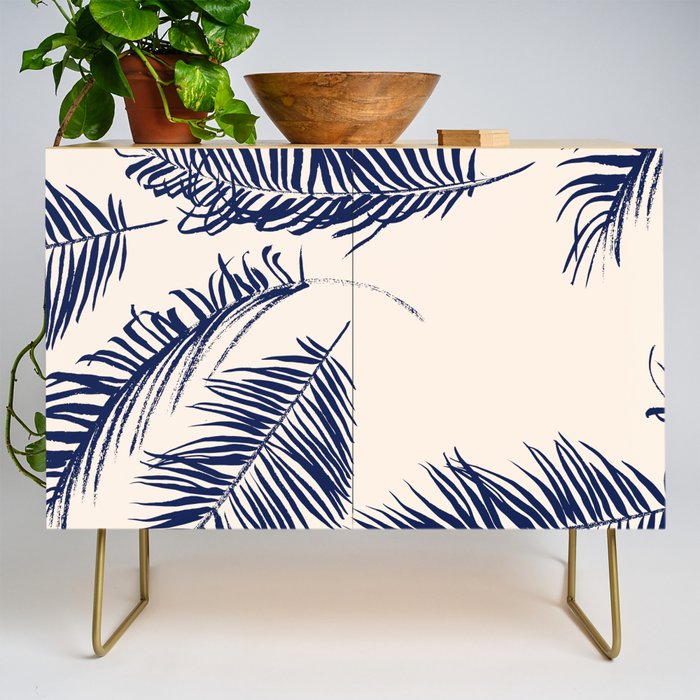 Blue Palm Leaves x Dry Brush Credenza Gallery Image 1