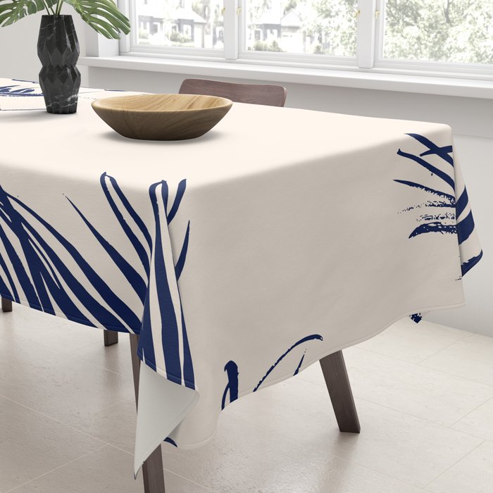 Blue Palm Leaves x Dry Brush Tablecloth Gallery Image 3