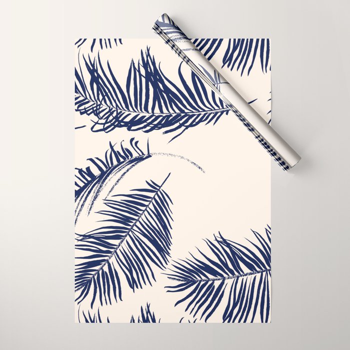 Blue Palm Leaves x Dry Brush Wrapping Paper Gallery Image 1