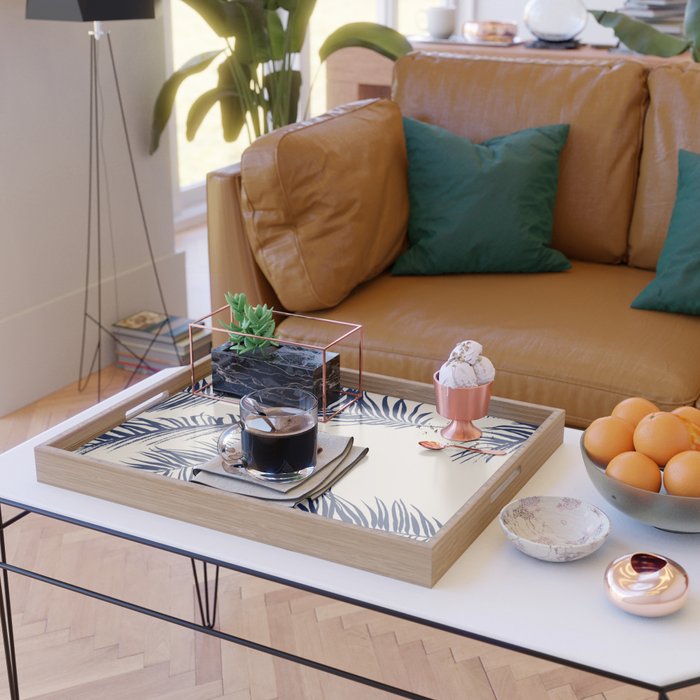 Blue Palm Leaves x Dry Brush Serving Tray Gallery Image 2