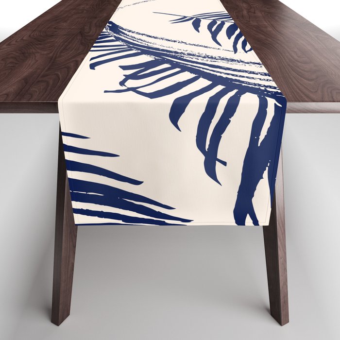Blue Palm Leaves x Dry Brush Table Runner Gallery Image 1